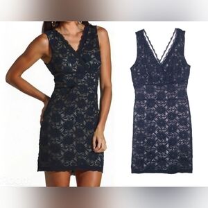 Black Lace V-Neck Mini Dress Size Small